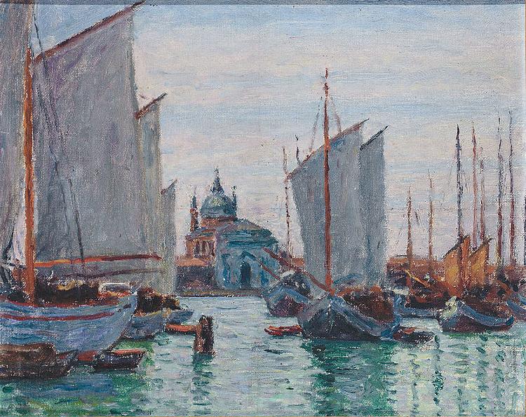 Max Arthur Stremel Schiffe an der Zattere in Venedig Norge oil painting art
